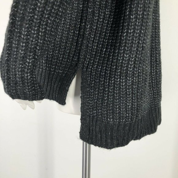 Time & Tru Womens Cowl Neck Sweater Black Heathered Longline Relaxed Fit Casual - Picture 5 of 12